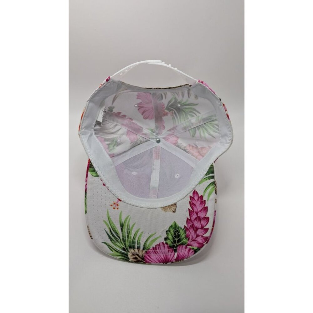 Crown White/Pink Floral "Kali Kiano" Baseball Cap - Picture 3 of 3